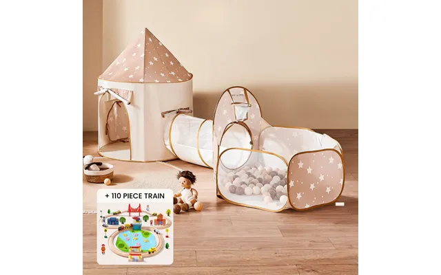 Motion & Mind Playset 3-in-1 Play Tunnel With Balls 110-piece Train Set