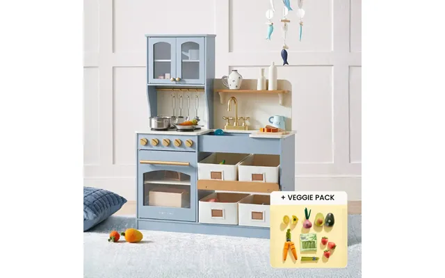 Tiny Land Smart Storage Kitchen Harvest Set - Blue Organic Veggie & Fruits Set