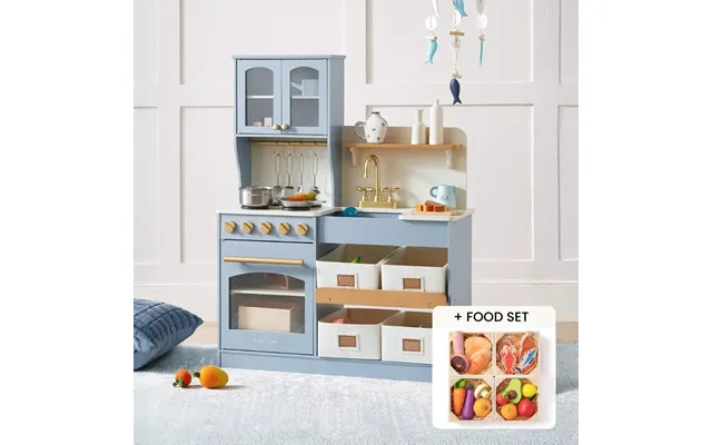 Tiny Land Tasty Cooking Playset Storage Kitchen Play Food Sets - Blue