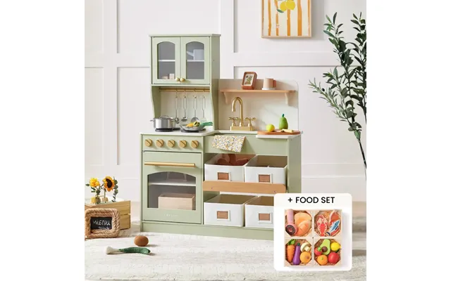 Tiny Land Tasty Cooking Playset Storage Kitchen Play Food Sets - Green