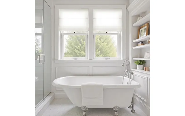 Heck Solid Waterproof Roman Shade Cordless - Ivory White Ad1150-002