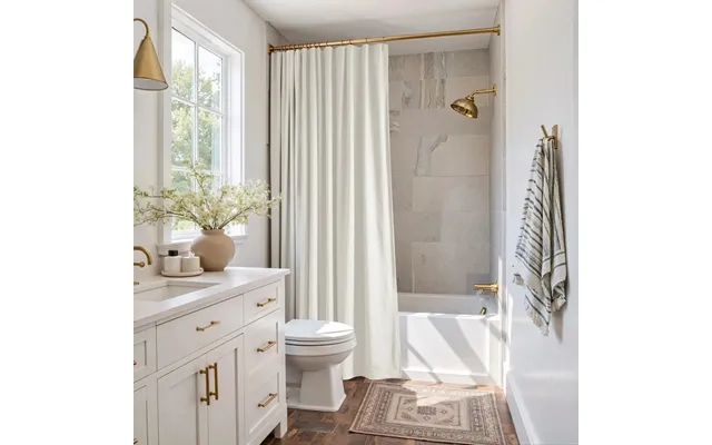 Heck Solid Waterproof Shower Curtain - Ivory White Ad1150-002