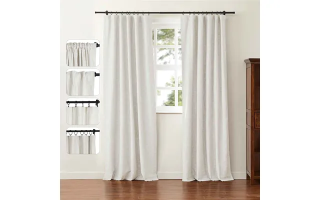 Jawara Linen Cotton Blackout Rod Pocket Curtain In Multiway 4-in-1 Header - Ivory Beige J401-2 52w*108l product image