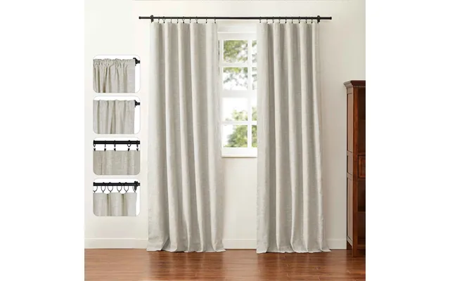 Jawara Linen Cotton Multiway Curtain With Room Darkening Lining - Oatmeal J401-3 52w*108l