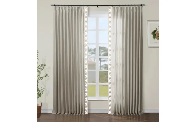 Liz Linen Curtains With Border Trim Sold Per Pair - Burlywood Birch 1908-5 product image