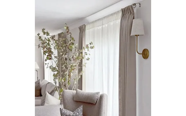Liz Linen Ready Made Privacy Curtains Pinch Pleat Unlined - Burlywood Birch 1908-5 72w*102l