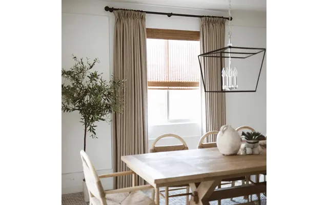 Liz Linen Ready Made Privacy Curtains Pinch Pleat Unlined - Grey Beige 1908-6 52w*96l