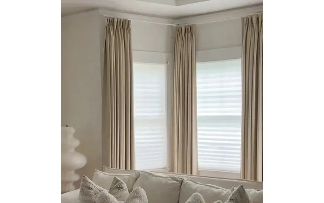 Liz Linen Ready Made Privacy Curtains Pinch Pleat Unlined - Light Khaki 1908-4 72w*102l