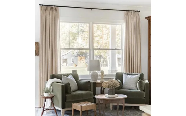 Liz Linen Ready Made Privacy Curtains Pinch Pleat Unlined - Tapioca 1908-7 52w*102l