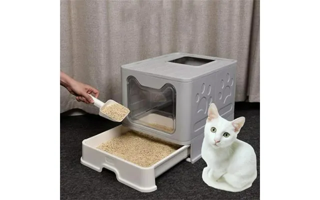 Large Space Foldable Cat Litter Box With Front Entry & Top Exit With Tray product image
