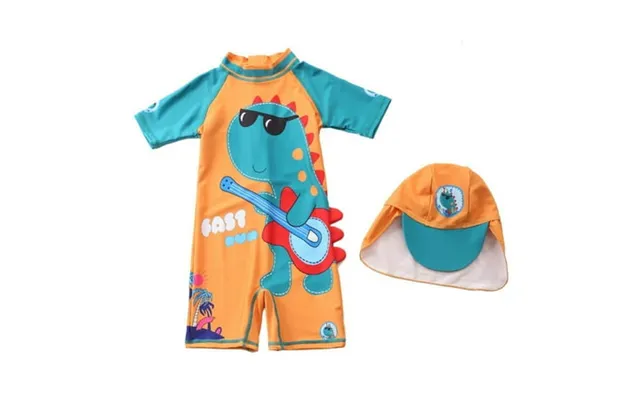 Toddler Boys Short Sleeve One-piece Swimsuit Cute Cartoon Dinosaur Swimming Suit With Sun Hat Upf 50 Sun Protection 1-7t product image