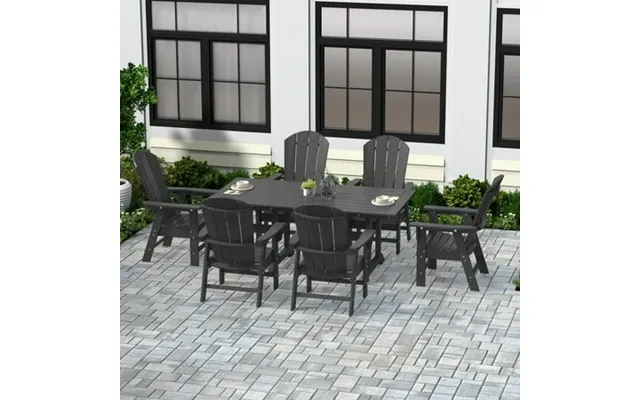 Westintrends Malibu 7 Piece Adirondack Outdoor Dining Set All Weather Poly Lumber Patio Table And Chairs Furniture Set 7 product image