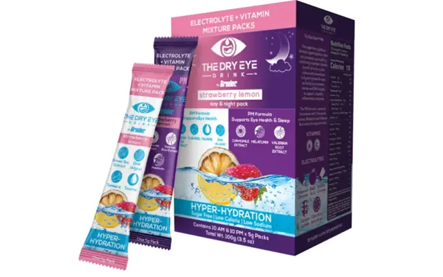 Dry Eye Drink Hydration Supplement - Am Pm Strawberry Lemon Box Of 10 Am 10pm