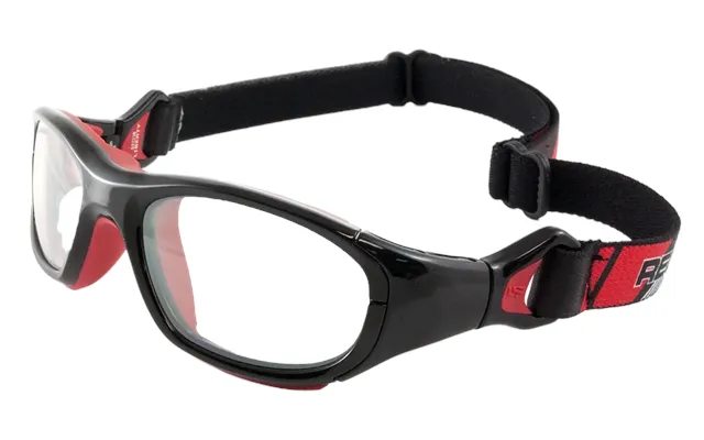 Ls Rec-specs F8 Rs-51 Asian Fit Safety Rated Sports Glasses - Matte Black-red Frame Clear Silver Lenses