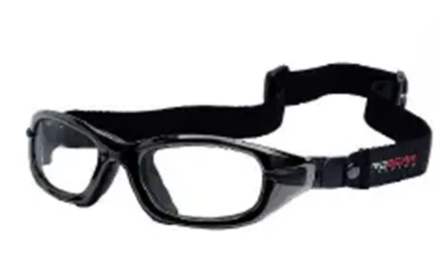 Progear Eyeguard Full Strap Safety Rated Sports Glasses - Shiny Metallic Black With Strap Clear Sm Fits Ages 6-10