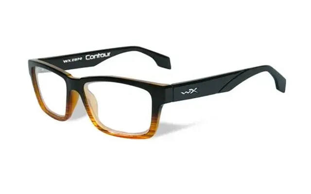 Wiley-x Contour Safety Glasses - Gloss Black To Brown Stripe Frame With Clear Lenses