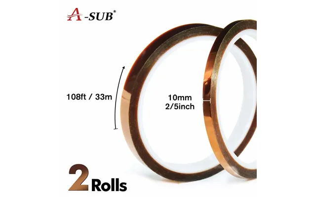 A-sub 2 Rolls High Temperature Heat Resistant Tape 10mm 108ft