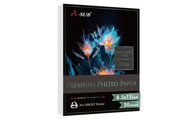A-sub 8.5 X11 Double Sided Satin Photo Paper 74lb 300gsm 20 Sheets-resin-coated