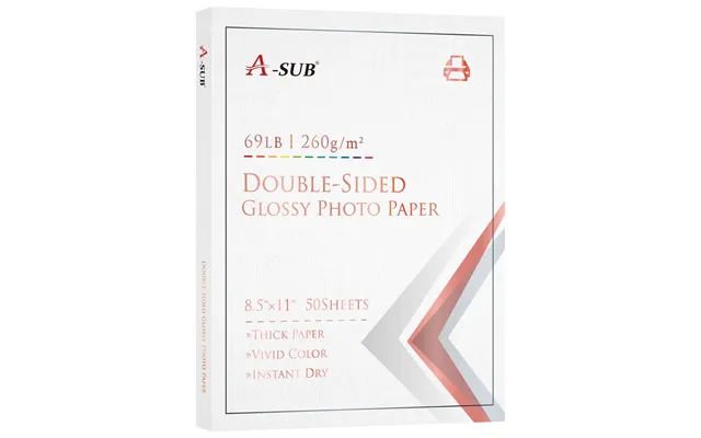 A-sub 8.5x11 Inches Double-side Glossy Photo Paper 69lb 260gsm-cast Coated - 50