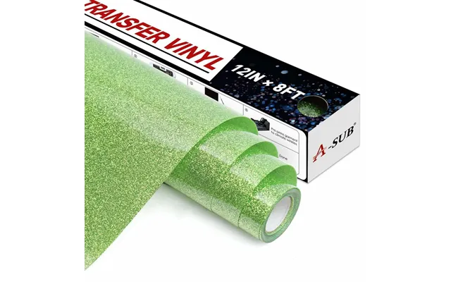 A-sub Glitter Heat Transfer Vinyl 12 * 8ft - Apple Green Glitter