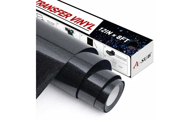 A-sub Glitter Heat Transfer Vinyl 12 * 8ft - Black Glitter