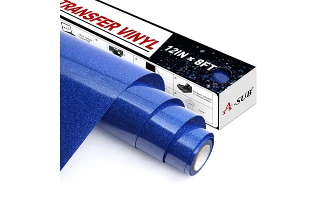 A-sub Glitter Heat Transfer Vinyl 12 * 8ft - Dark Blue Glitter
