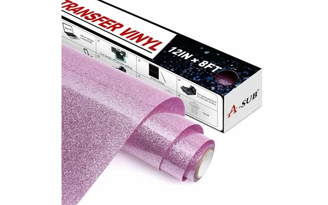 A-sub Glitter Heat Transfer Vinyl 12 * 8ft - Rouge Pink