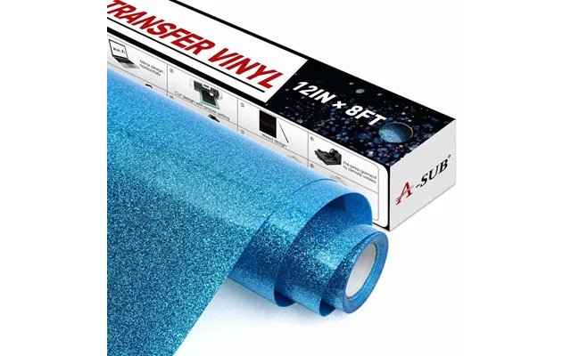 A-sub Glitter Heat Transfer Vinyl 12 * 8ft - Sky Blue Glitter