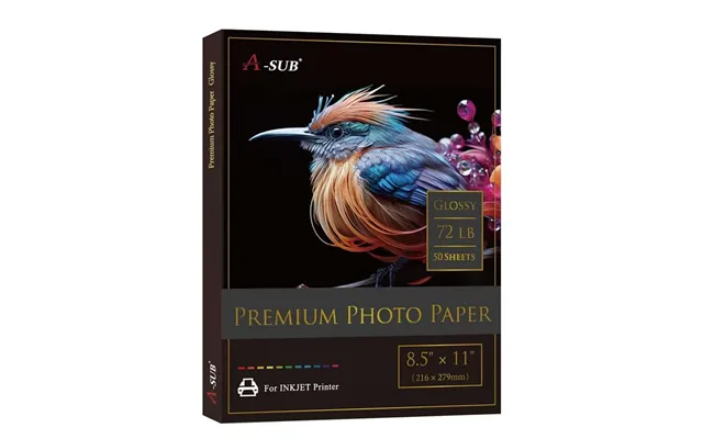 A-sub Glossy Photo Paper 260gsm 72lb,8.5 *11 ,50 Sheets L06 Tone -resin-coated