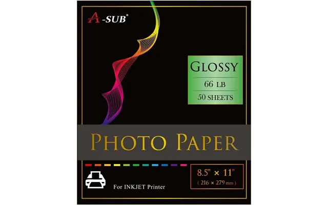 A-sub Glossy Photo Paper 8.5 X11 66lb 250gsm For Inkjet 50 Sheets-resin-coated