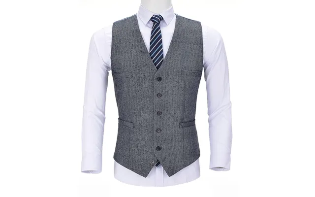 Aesido Light Blue Herringbone V Neck Waistcoat - Light Blue Xs