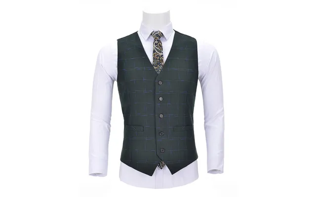 Aesido Plaid V Neck Waidtcoat Fashion Suit Vest - Army Green Xs