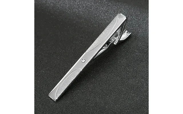 Classic Tie Clip For Men Black Or Silver With Dots And Stones - Silver 1