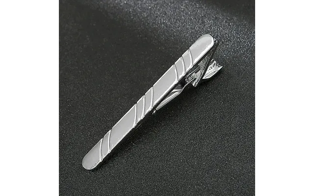 Classic Tie Clip For Men Black Or Silver With Dots And Stones - Silver 2