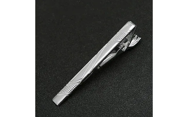 Classic Tie Clip For Men Black Or Silver With Dots And Stones - Silver 4