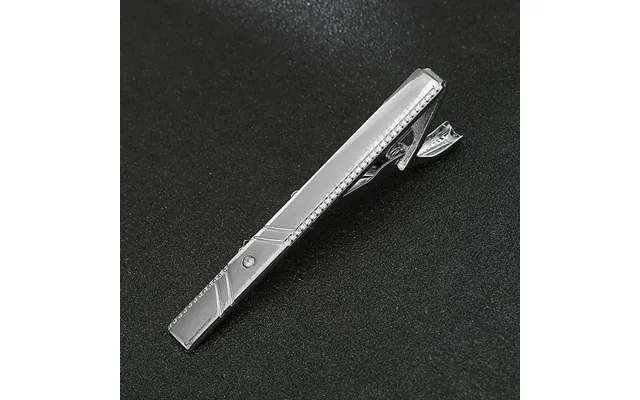 Classic Tie Clip For Men Black Or Silver With Dots And Stones - Silver 5