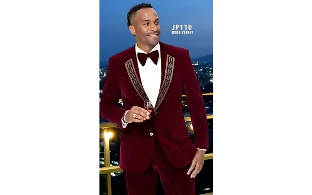 Velvet Suit Matching Velvet Pants - Burgundy Suit