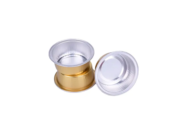 100 Pcs 60ml Round Aluminum Foil Bakery Cup Gold Cup With Plastic Lid