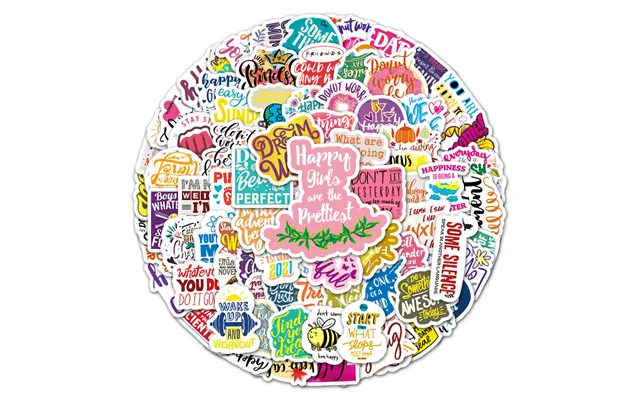 100pcs Cartoon Inspirational Love English Words Notebook Diary Luggage Laptop Happy Thanks Decoration Graffiti Stickers 