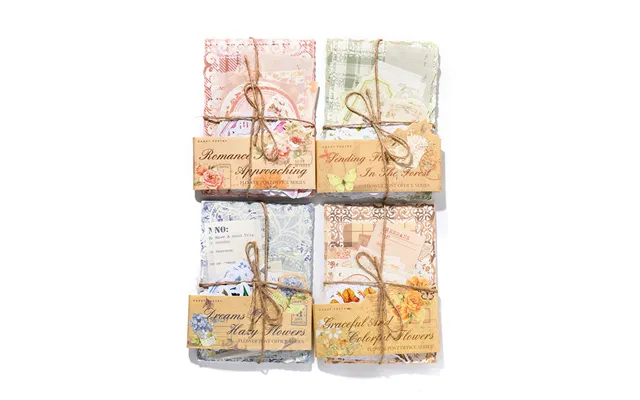 100pcs Pack Material Flower Post Office Series Light Retro Handbook Watercolour Flower Stickers Decorative Paper Message