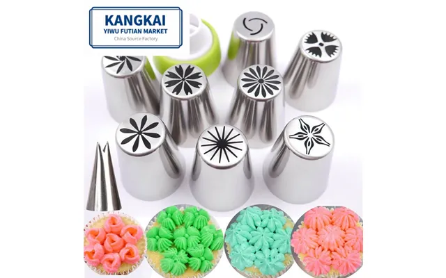 10pcs Hot-sale Russian Piping Nozzles Sets Cake Piping Tips Stainless Steel Decorating Cupcake Kit Pastry Bag Baking Too