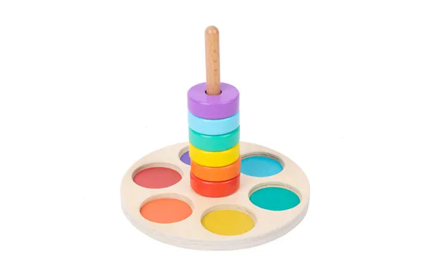 2025 New Arrival Children Wooden Rainbow Ferrule Sorting Board Column Montessori Educational Color Matching Block For Ki