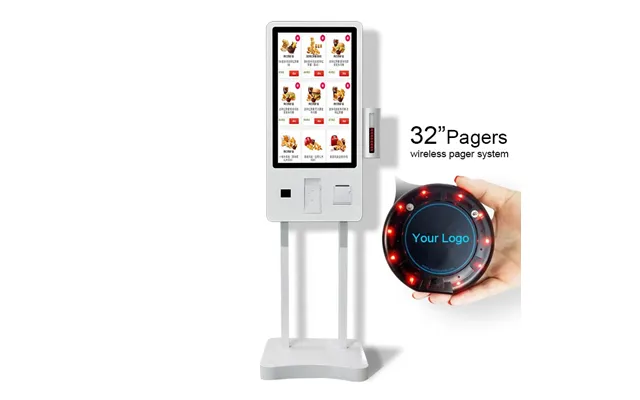 24 32 Inch Automatic Touch Screen Self Ordering Self Payment Kiosk Wireless Guest Pager System For Restaurant Fast Food