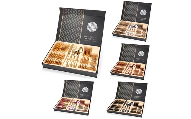 24pcs Gold Plated Stainless Steel Gold Dinnerware Set Silverware Luxury Cutlery Set