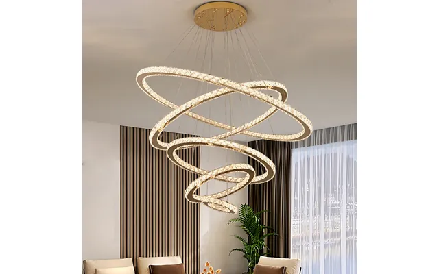 5 Ring Led Restaurant Light Modern Simple Bedroom Living Room High End Hall Light Luxury Crystal Chandelier