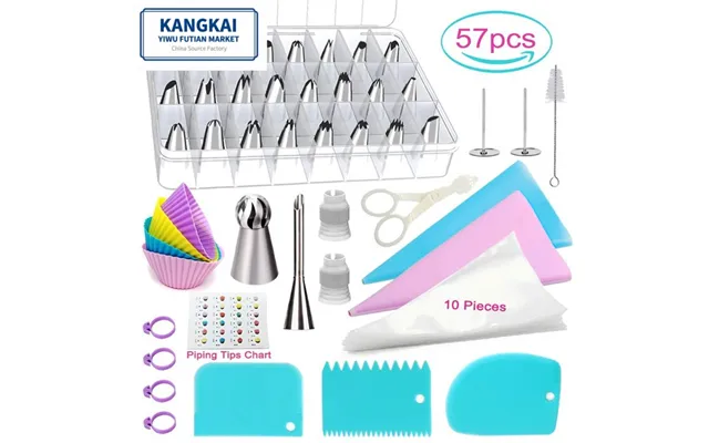 57pcs Kitchen Flower Cupcake Decorating Piping Nozzles Cake Piping Tips Eco-friendly Food Contact Safe Stainless Steel B