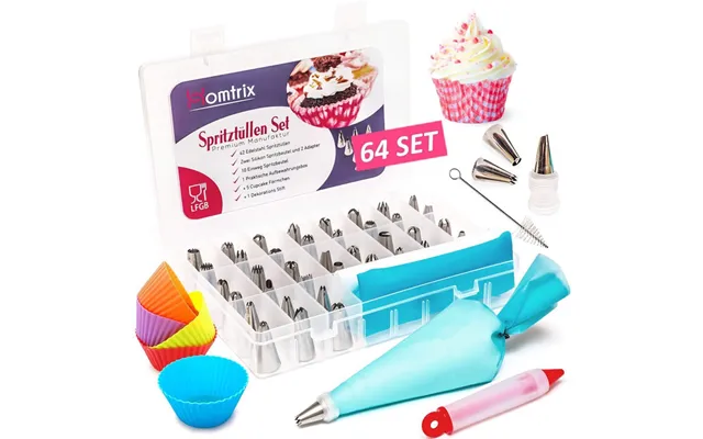 64pcs Piping Nozzles Set Cake Decorating Tips Stainless Steel Eco-friendly Food Contact Safe Pastry Bag Baking Tool Cupc