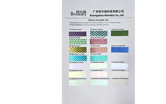 A4 Green To Blue Security Ink For Screen Printing High Gloss Optical Variable Uv Invisible For Ink Vivid Color Flexo Pri