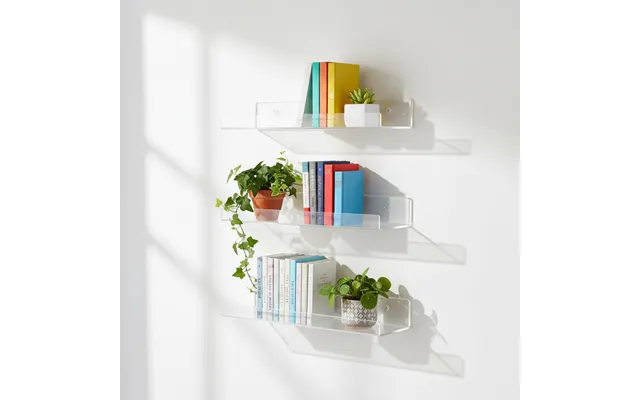 Acrylic Shelves Wall Ledge 15 Black Kids Bookshelf Hanging Spice Shelf Modern Display For Living Room Bathroom Kitchen