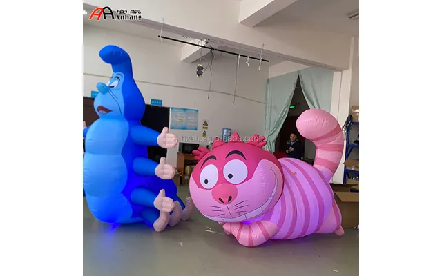 Alice Wonderland Cheshire Cat Led Inflatable Cartoon Character Oxford Cloth 8-10ft Inflated Size Easy Setup For Party De